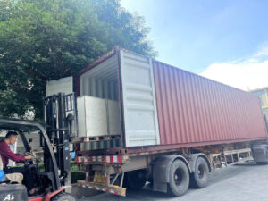 LED video display loading a container……